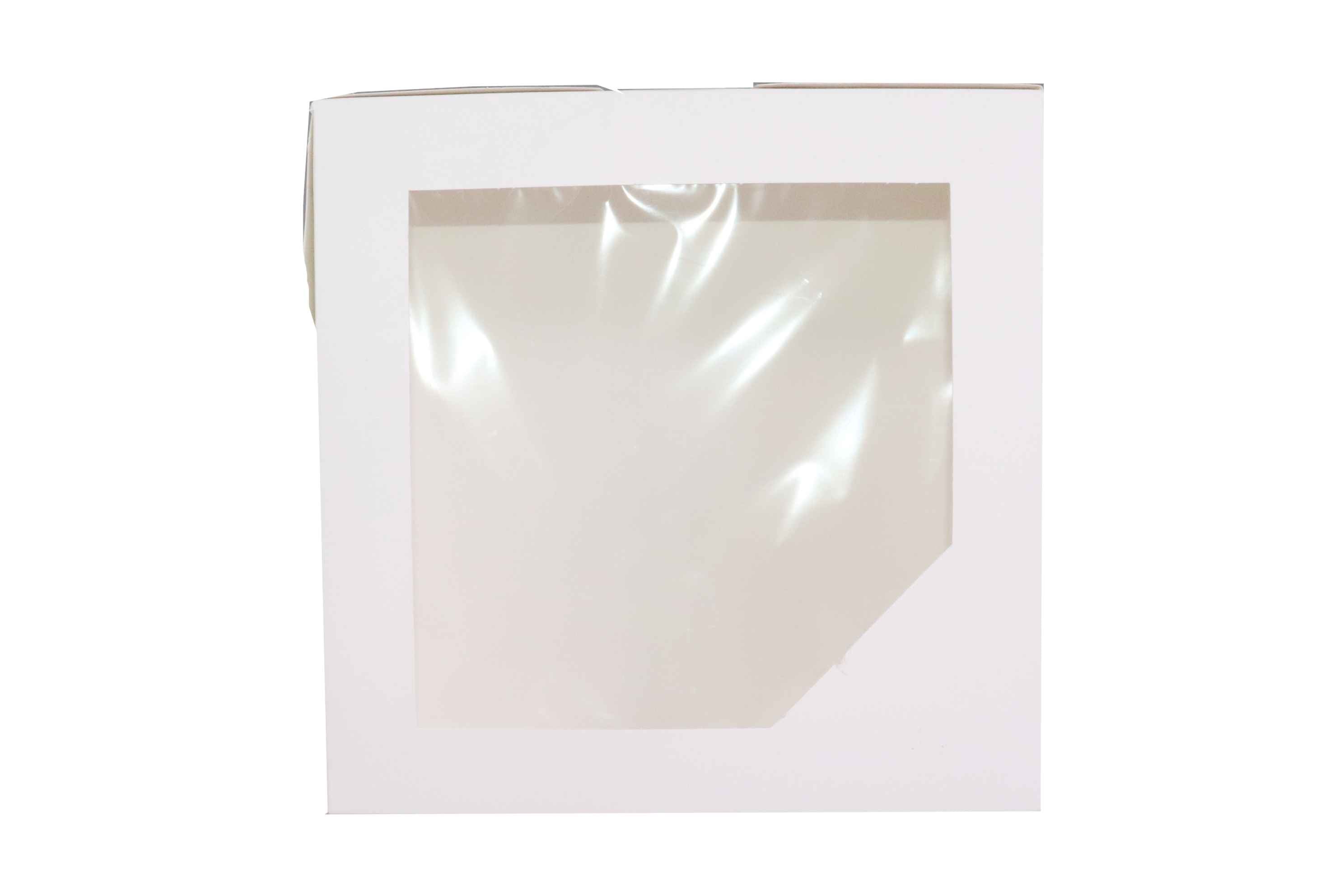 علب كيك ورقية بيضاء مزودة بنوافذ (5 أحجام)