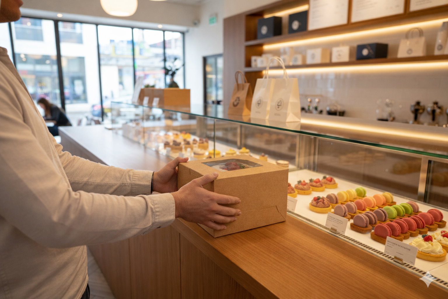 علب كيك من ورق الكرافت مزودة بنوافذ (5 أحجام)