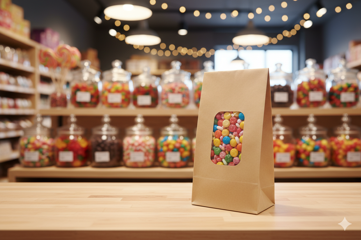 أكياس ورقية كرافت بنافذة (250/500/1000 غرام)