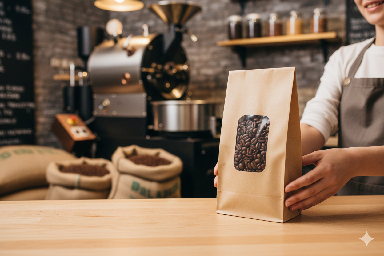 أكياس ورقية كرافت بنافذة (250/500/1000 غرام)