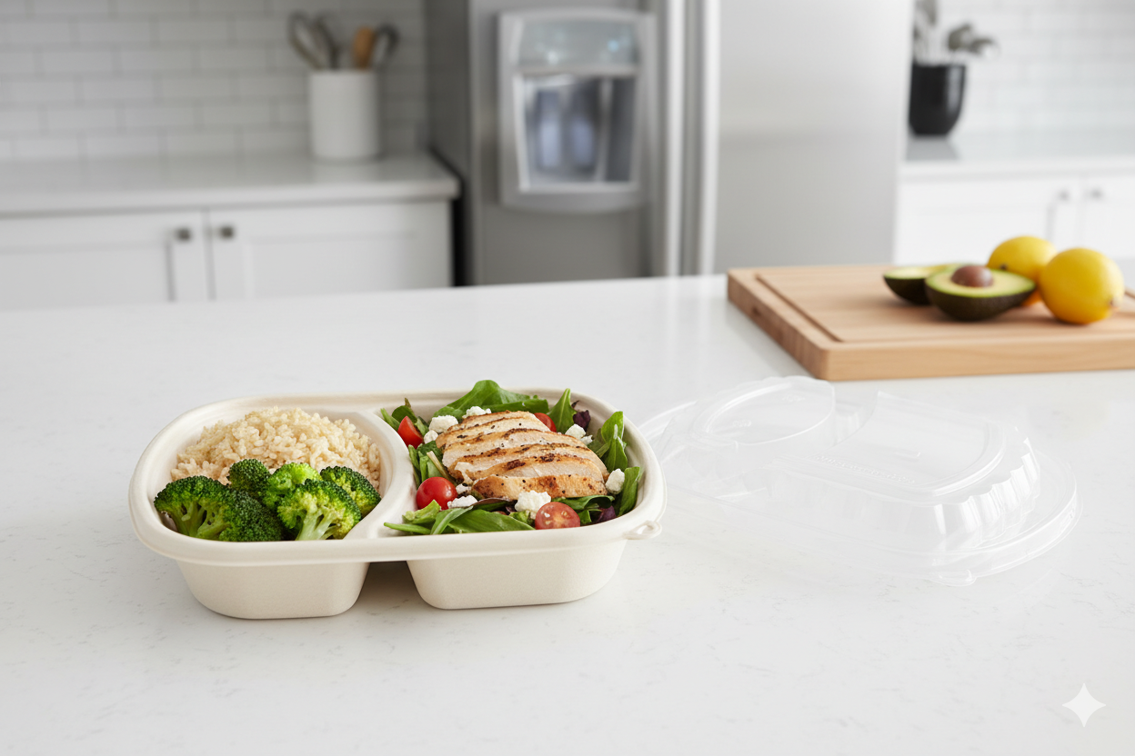 حاويات ورقية قابلة للتحلل الحيوي سعة 32 أونصة - قسمان