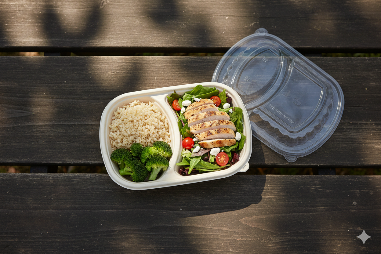 Compostable Paper Containers 32oz - 2 Partition