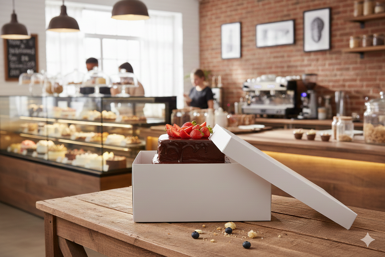 علب كيك ورقية بيضاء بأغطية منفصلة (3 أحجام)