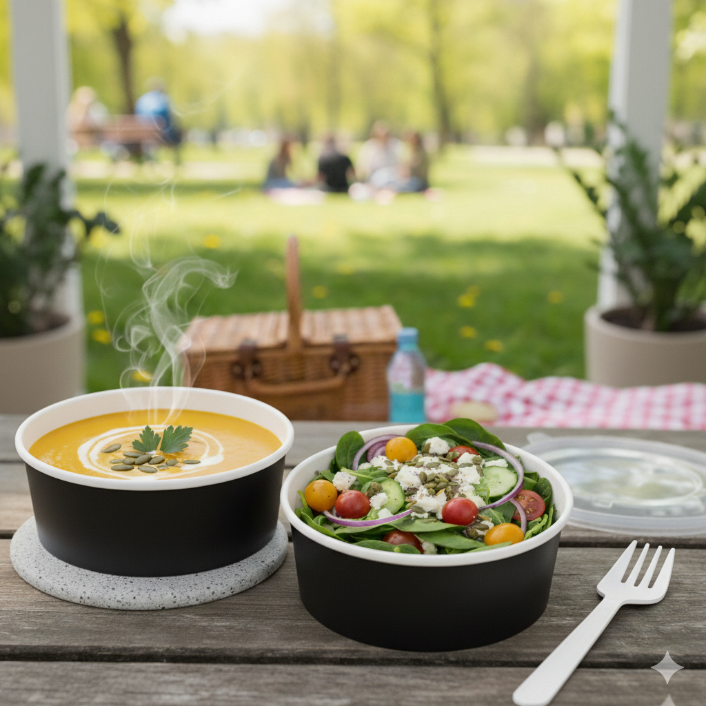 أوعية ورقية سوداء وبيضاء وكرافت، 8/12/14/16/20/24/24 بوصة عرض/40/45 أونصة