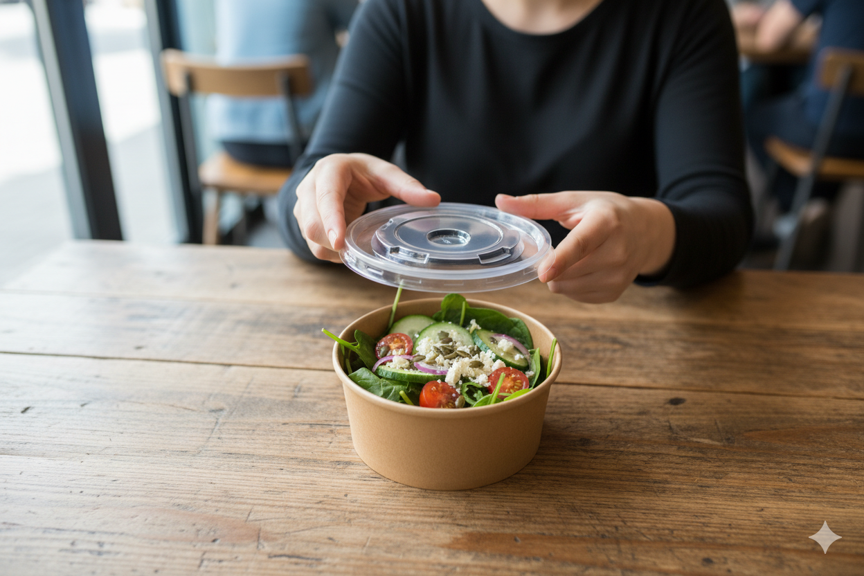 Flat Plastic PP Lids for Paper Bowls 8/12/14/16oz