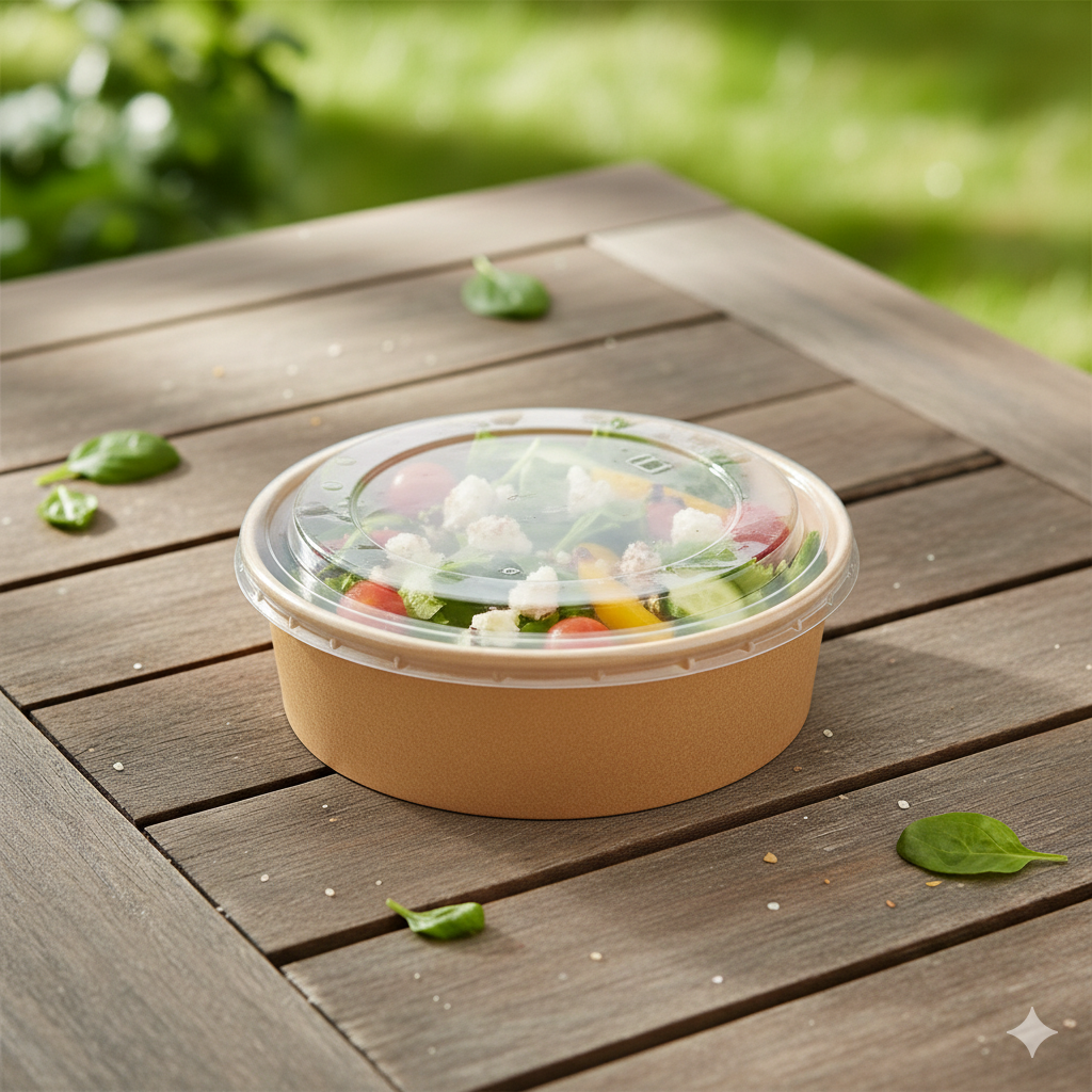 Flat Plastic PP Lids for Paper Bowls 20/24oz