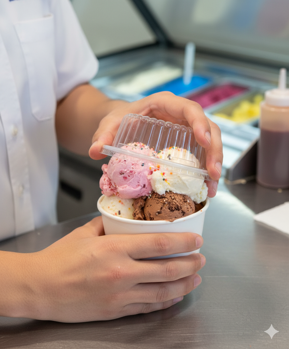 أغطية بلاستيكية شفافة على شكل قبة لعبوات ورقية سعة 4 أونصات