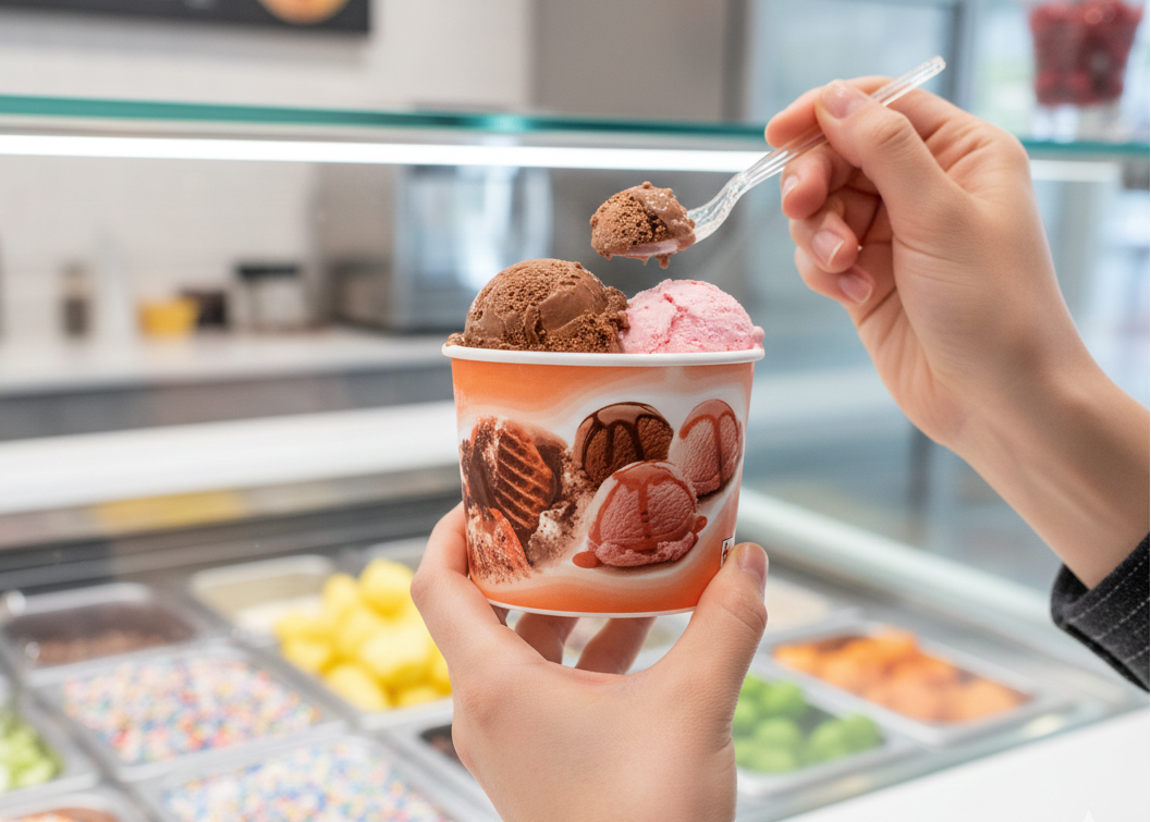 أكواب آيس كريم بتصميم عام (4/6/8/10 أونصة)