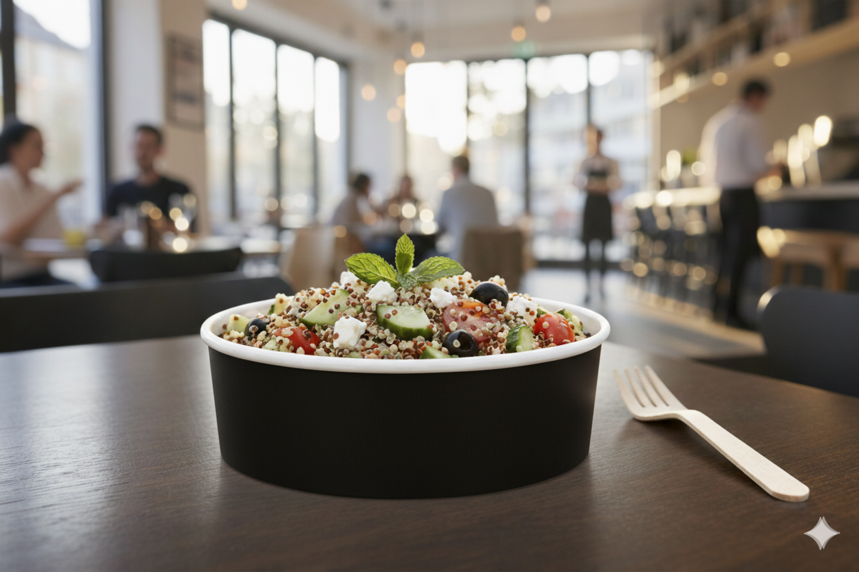 أوعية ورقية سوداء وبيضاء وكرافت، 8/12/14/16/20/24/24 بوصة عرض/40/45 أونصة