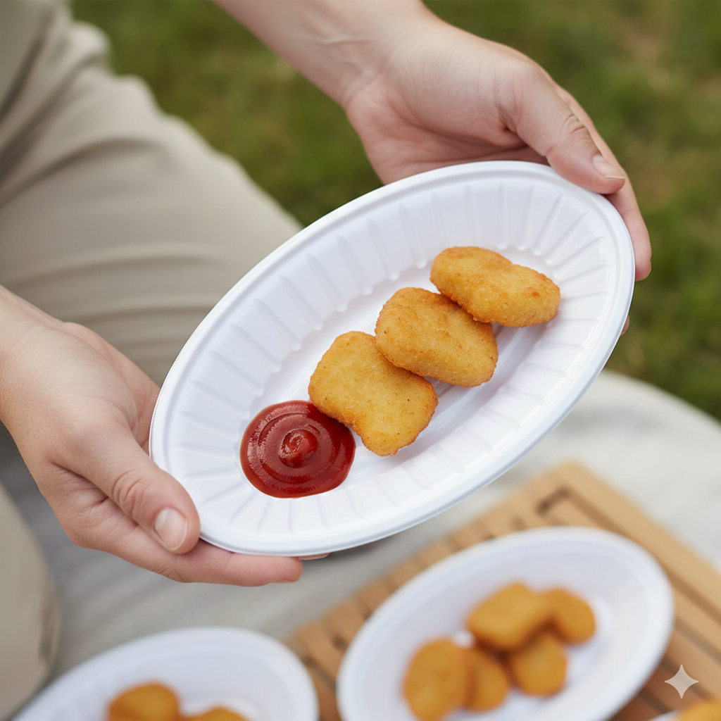 White Plastic Oval Plates (19.5x11.5cm)