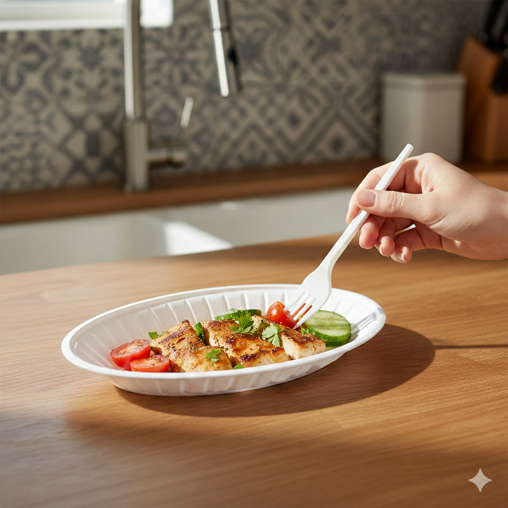 White Plastic Oval Plates (19.5x11.5cm)