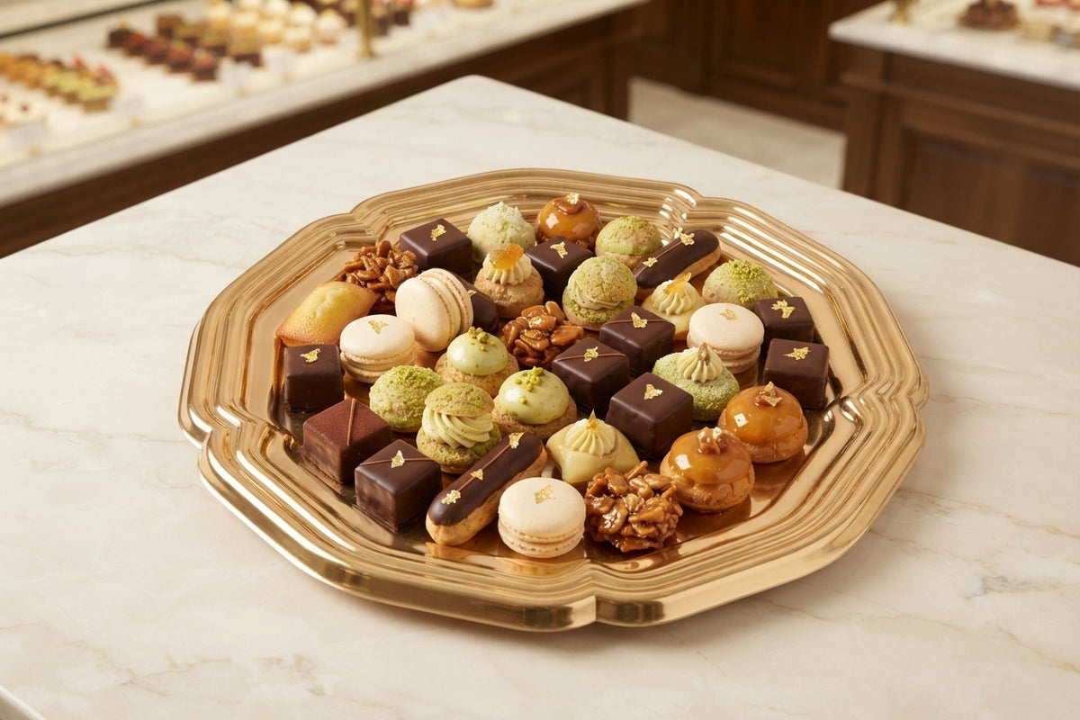 Gold VIP Round Flower Plastic Tray
