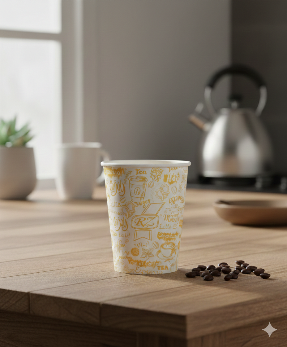 أكواب ورقية أحادية الجدار بتصميم عام، سعات 2.5/4/7/8/9/12/16 أونصة