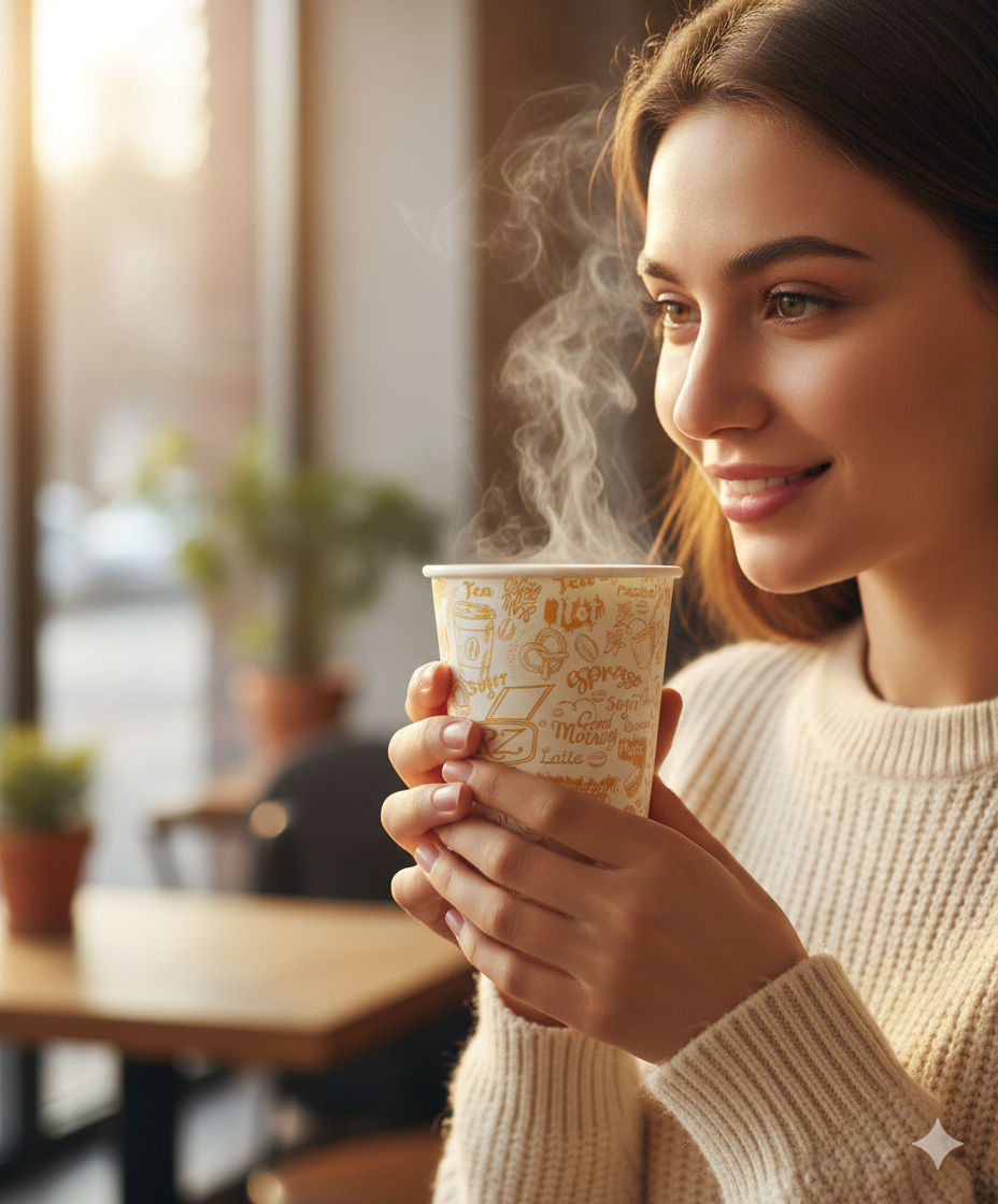 أكواب ورقية أحادية الجدار بتصميم عام، سعات 2.5/4/7/8/9/12/16 أونصة