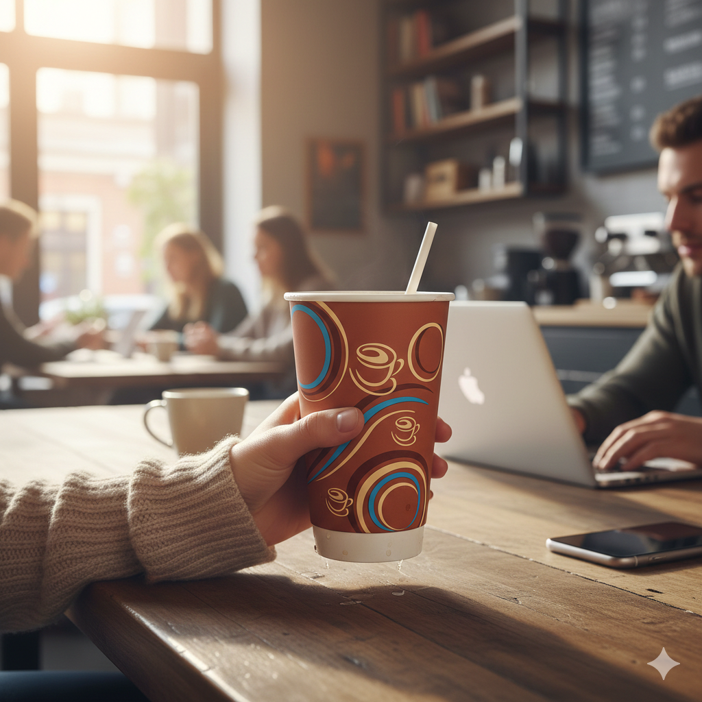 أكواب ورقية مزدوجة الجدار بتصميم عام، 8/12/16 أونصة