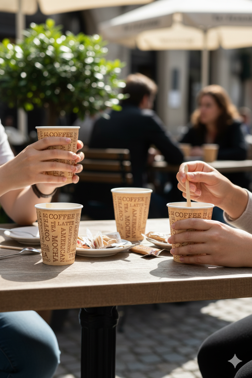 أكواب ورقية أحادية الجدار بتصميم عام، سعات 2.5/4/7/8/9/12/16 أونصة