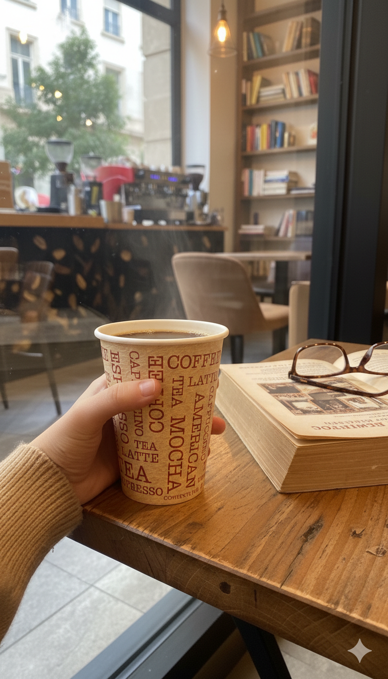 أكواب ورقية أحادية الجدار بتصميم عام، سعات 2.5/4/7/8/9/12/16 أونصة