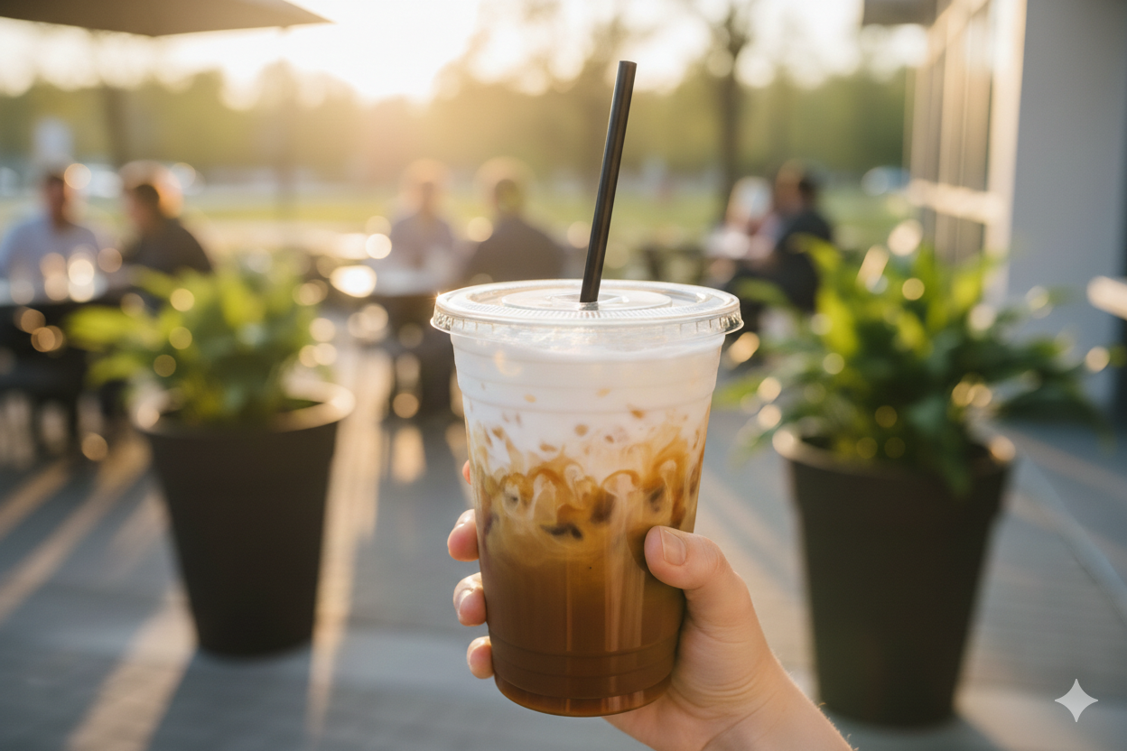 أغطية مسطحة شفافة (بفتحة على شكل حرف X) لأكواب بلاستيكية سعة 12/14/16/20/24 أونصة