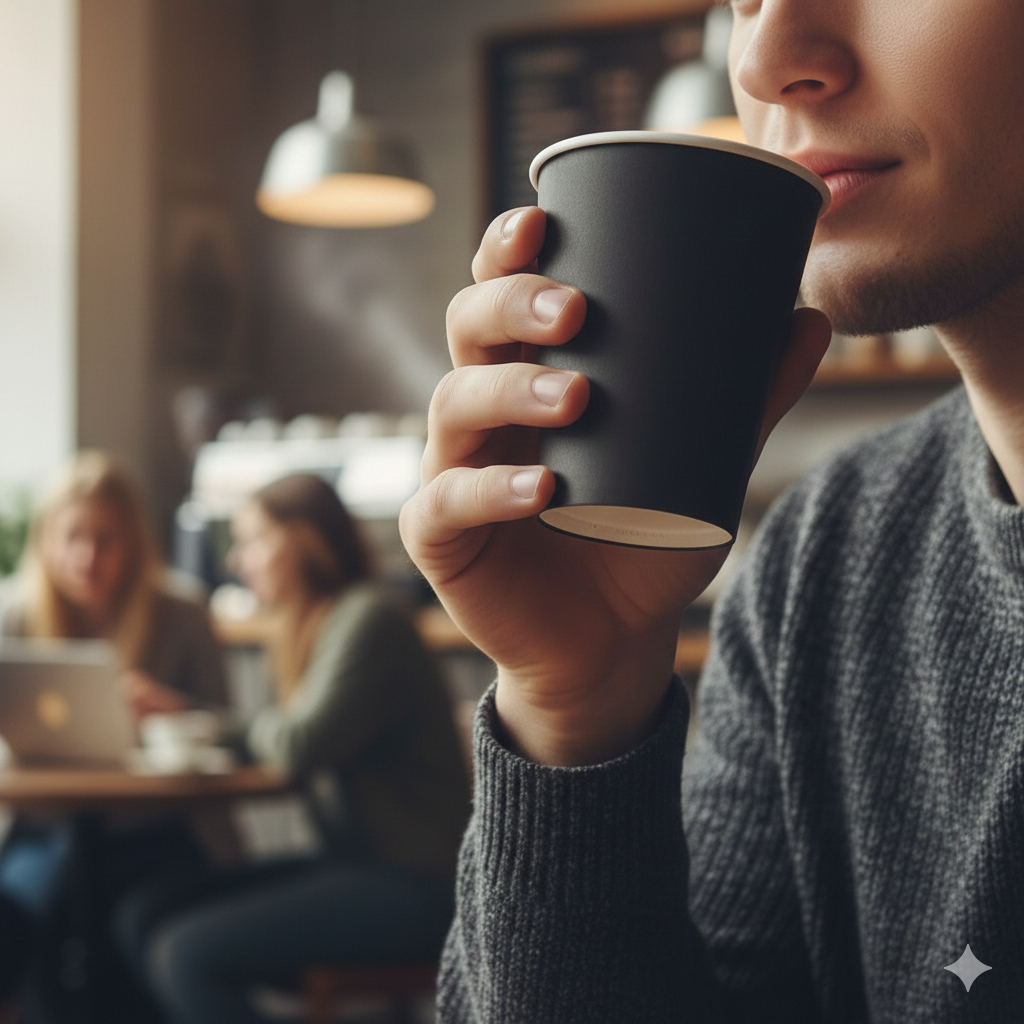 أكواب ورقية سوداء بجدار واحد 8/12/16 أونصة