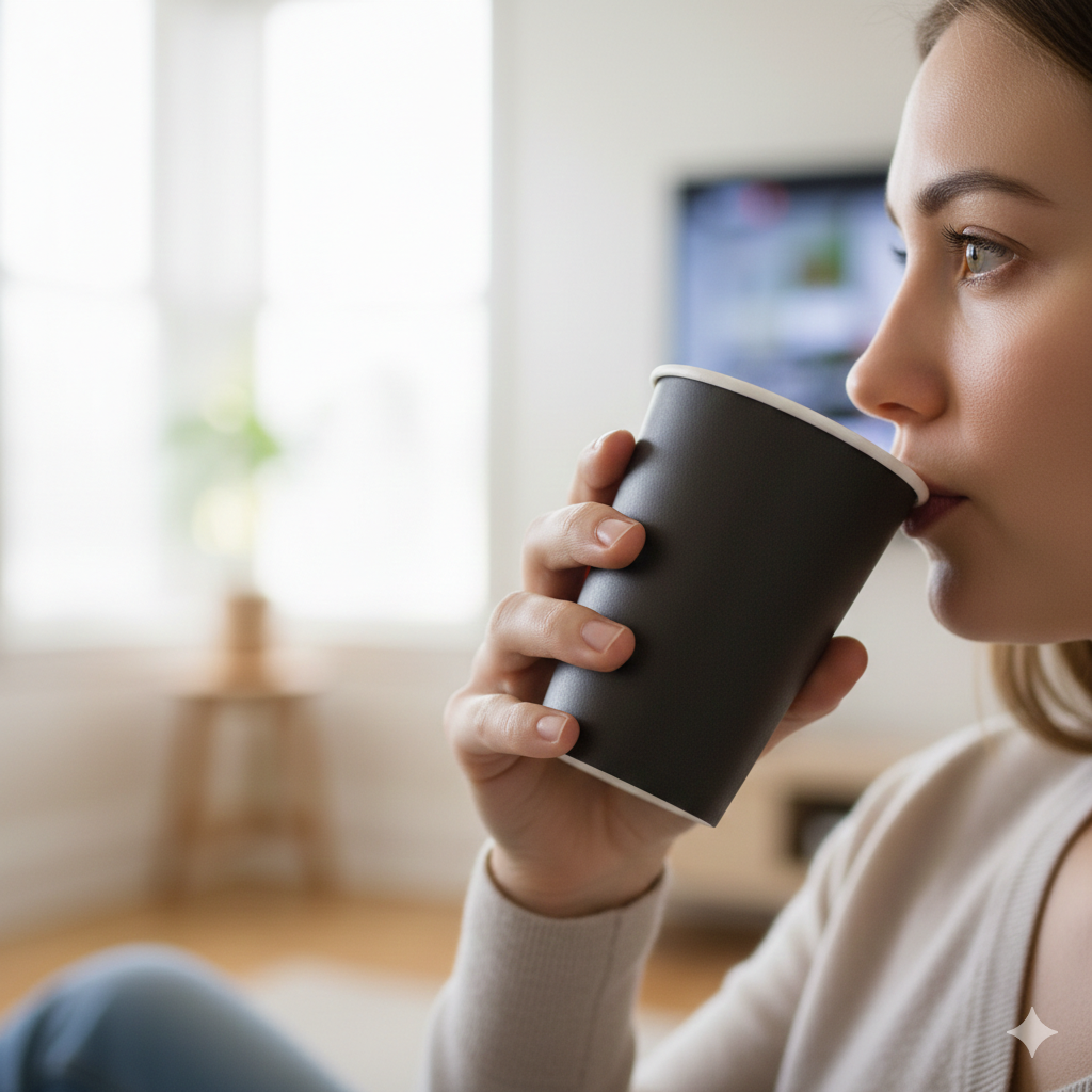 أكواب ورقية سوداء بجدار واحد 8/12/16 أونصة