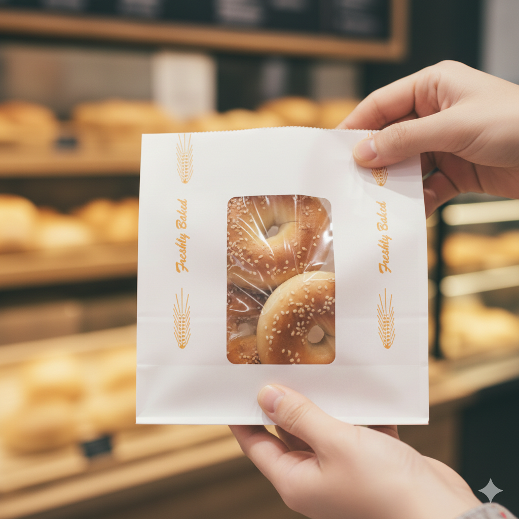 أكياس ورقية بتصميم عام مع نافذة (3 أحجام)