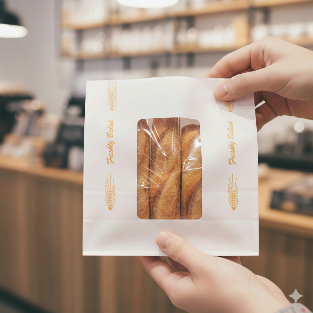 أكياس ورقية بتصميم عام مع نافذة (3 أحجام)