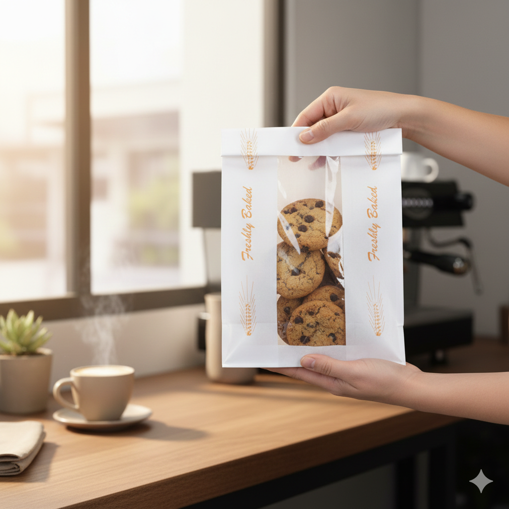 أكياس ورقية بتصميم عام مع نافذة (3 أحجام)