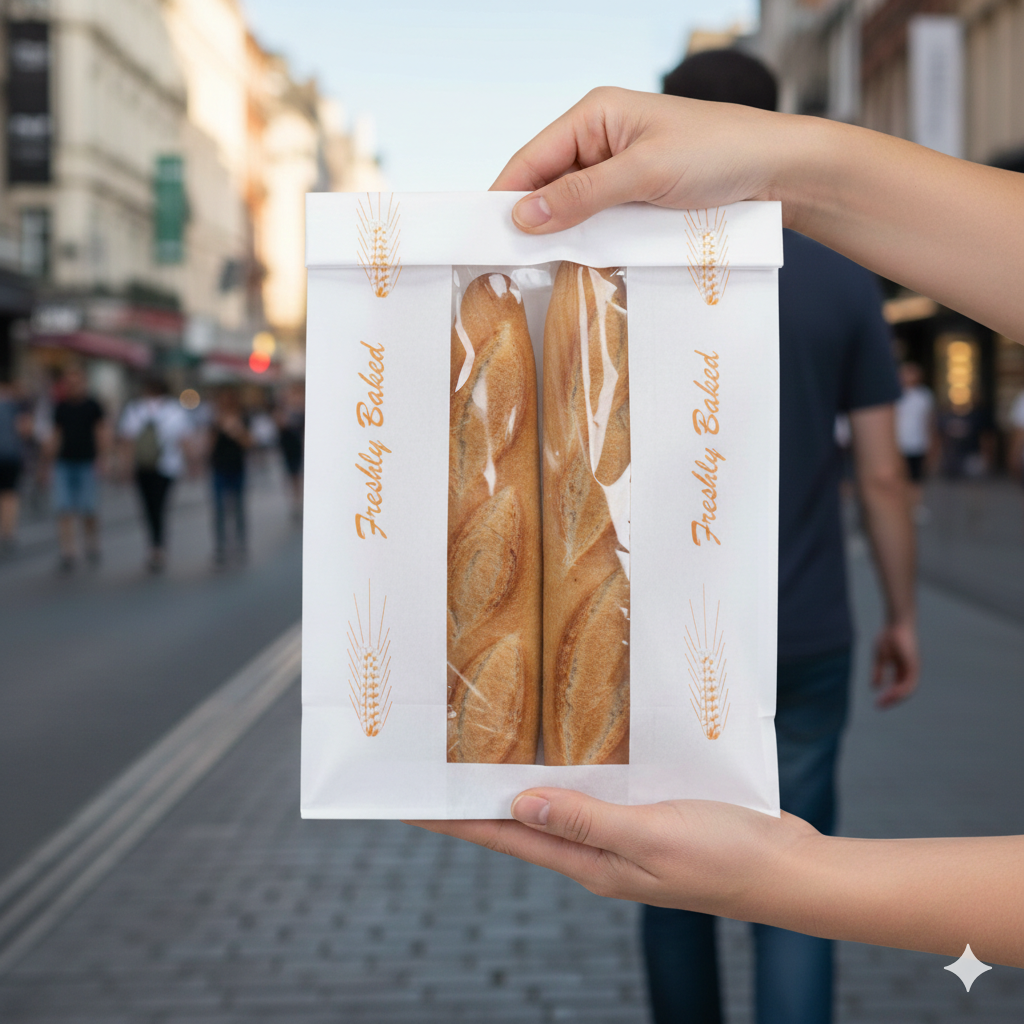 أكياس ورقية بتصميم عام مع نافذة (3 أحجام)