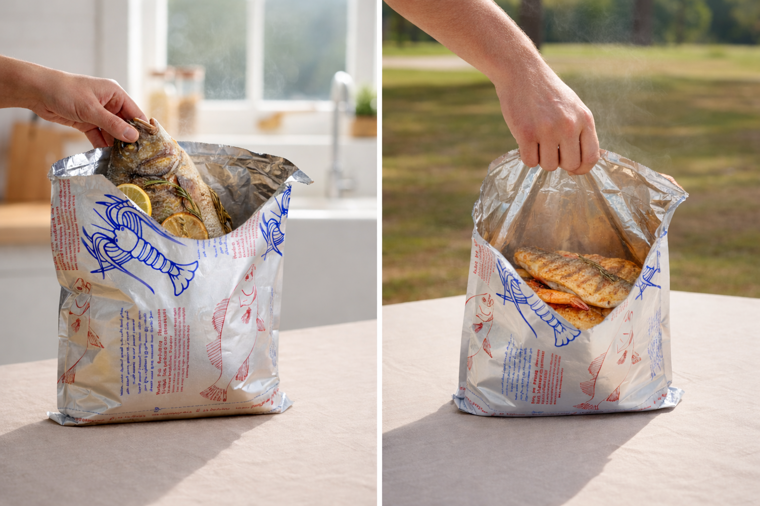 أكياس ورقية من الألومنيوم لصيد الأسماك (صغيرة، متوسطة، كبيرة)