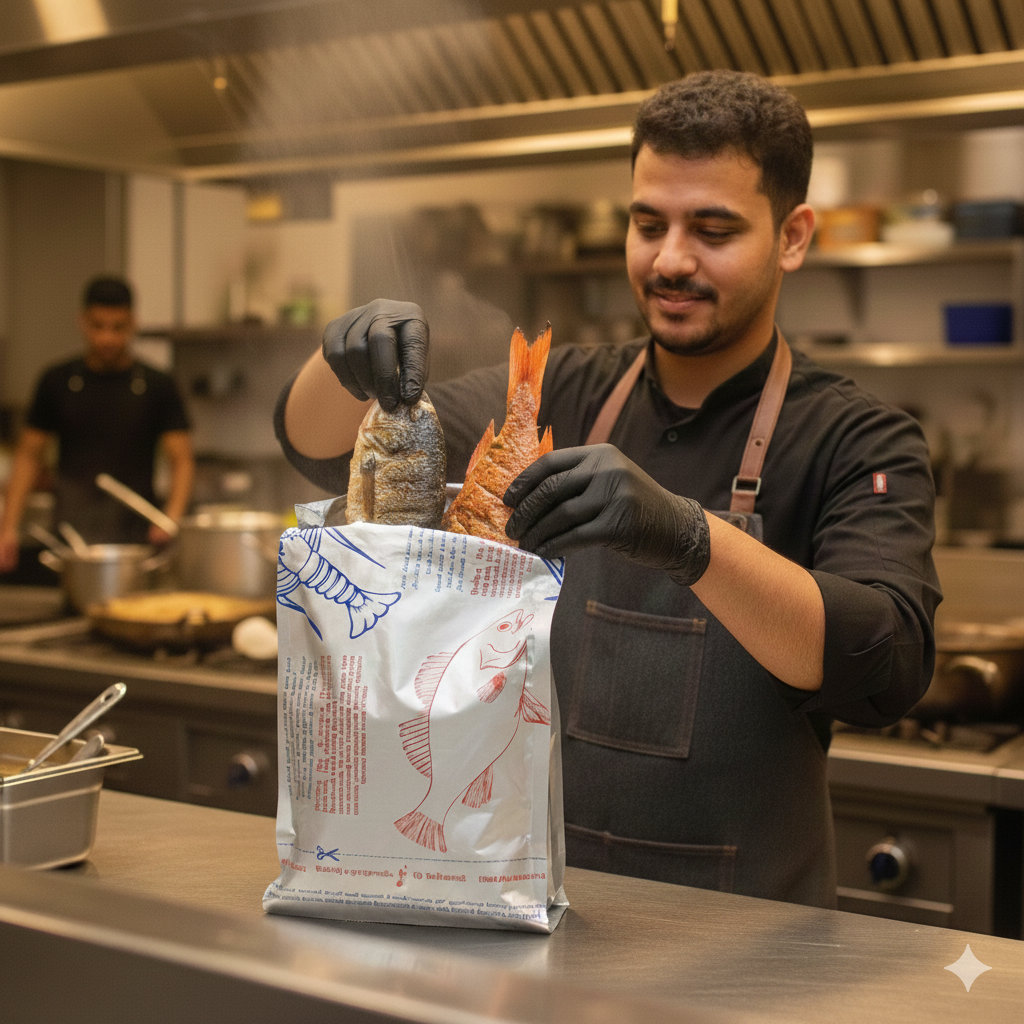 أكياس ورقية مسلفر للسماك 
Aluminum Fish Paper Bags 