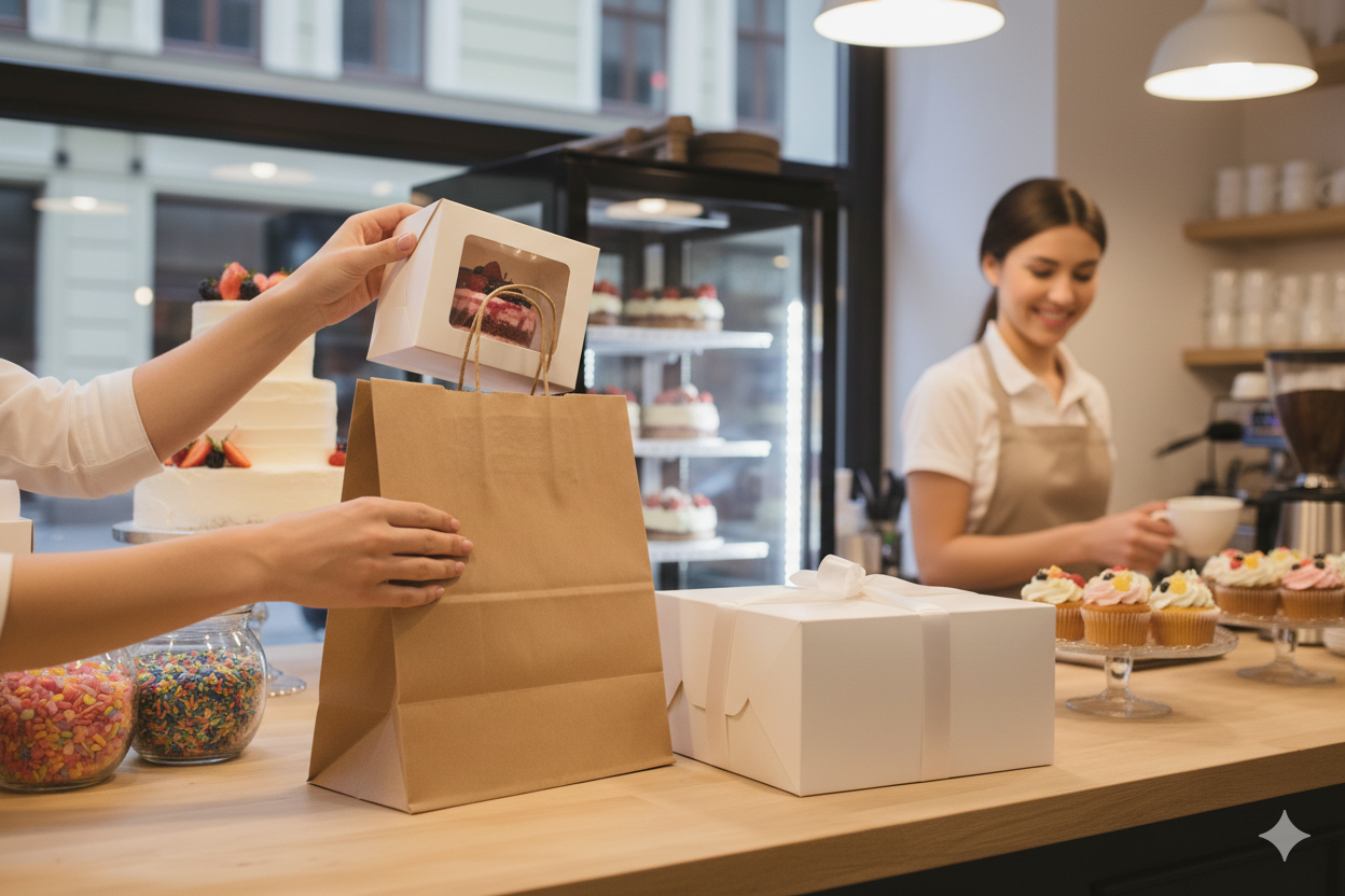 أكياس ورقية بنية اللون ذات قاعدة مربعة ومقابض ملتوية