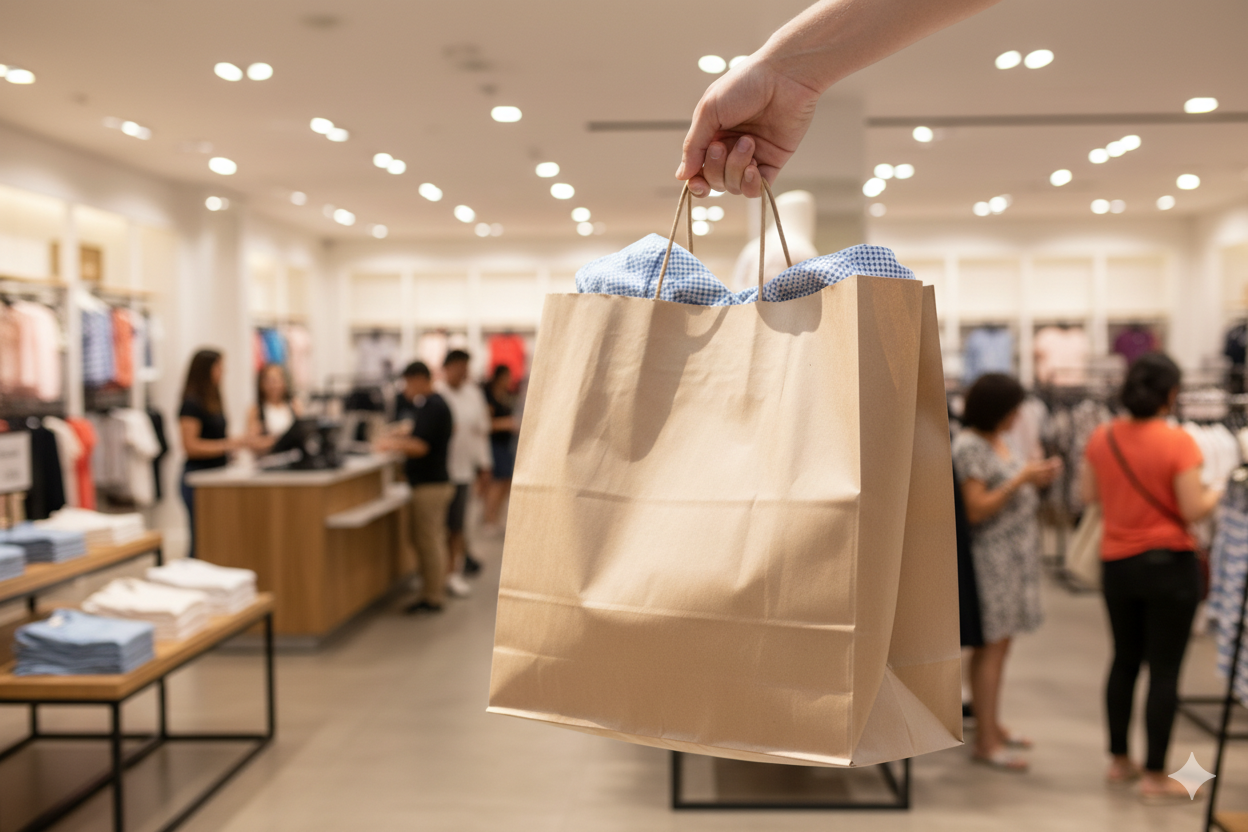 أكياس ورقية بنية اللون ذات قاعدة مربعة ومقابض ملتوية