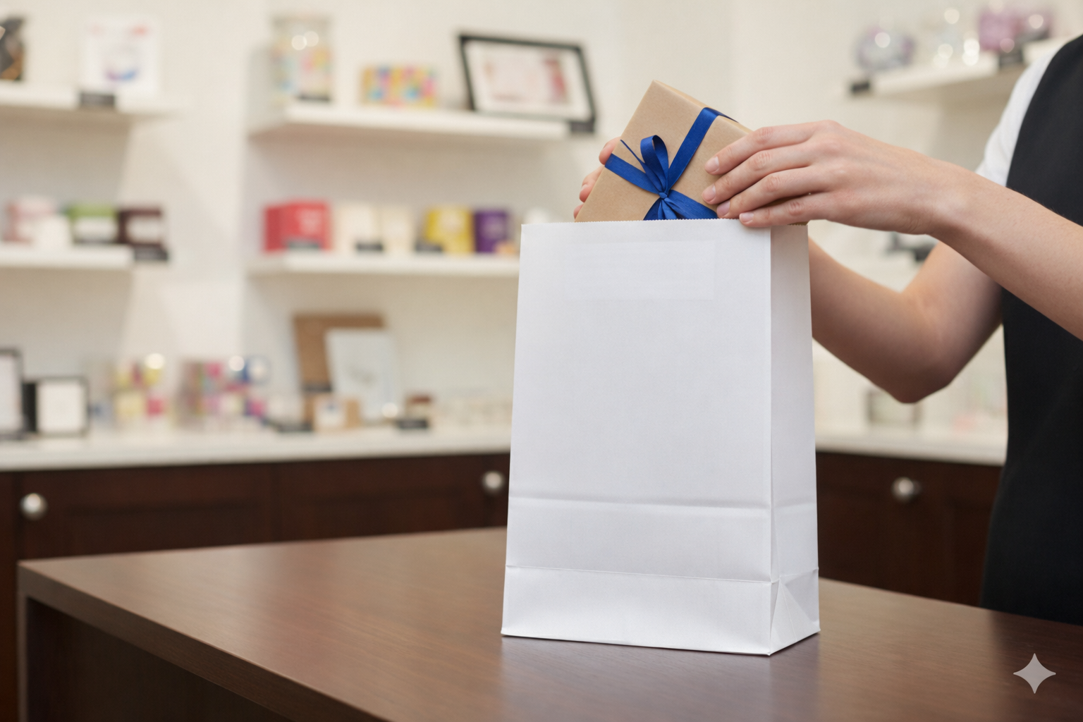 أكياس ورقية بيضاء مربعة القاع بدون مقابض