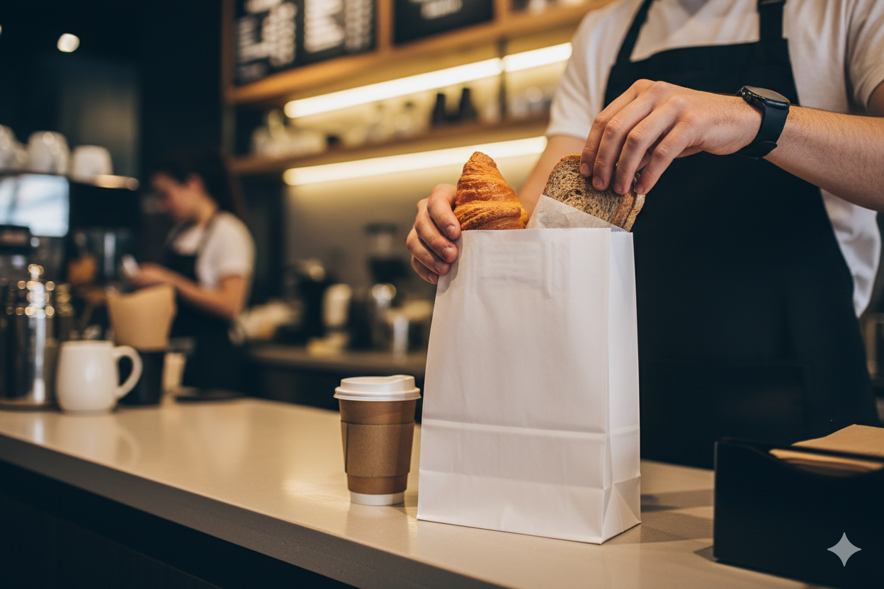 أكياس ورقية بيضاء مربعة القاع بدون مقابض