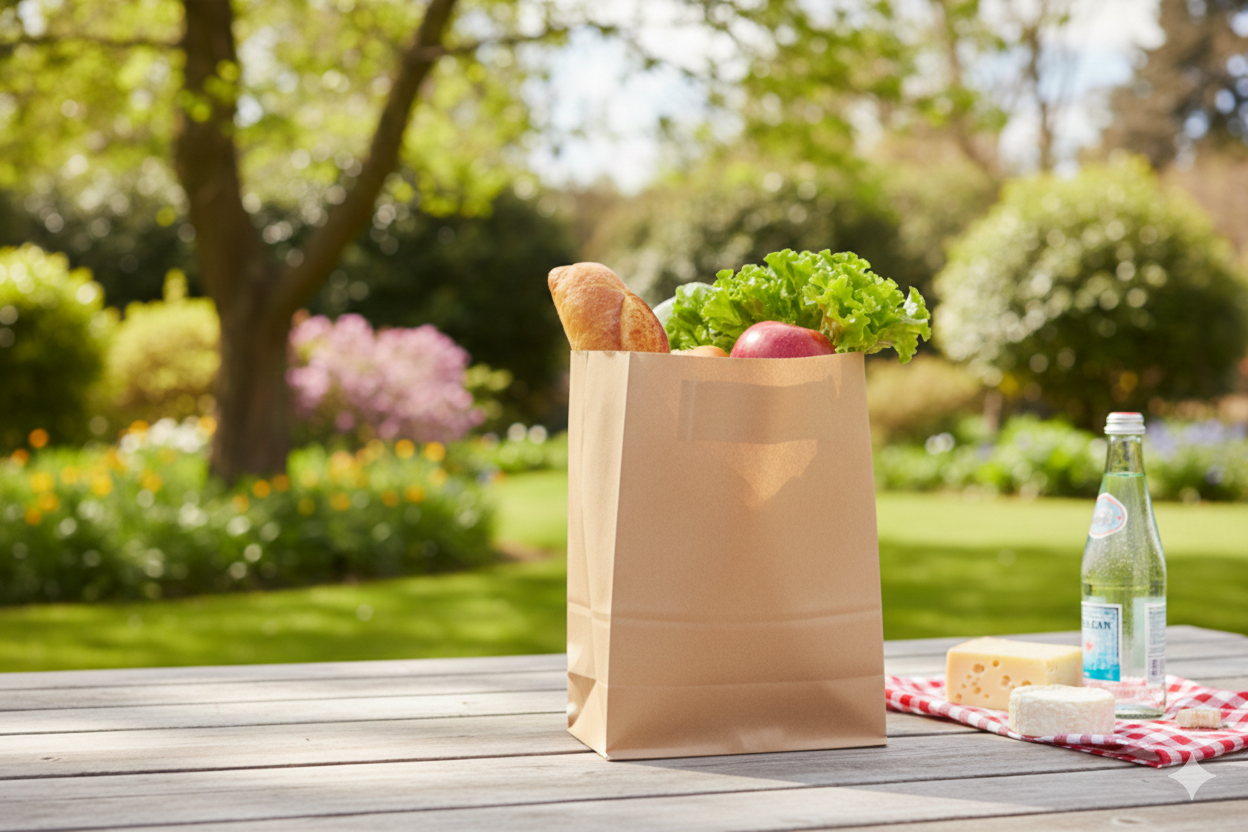 أكياس ورقية بدون يد بني 
Brown Square Bottom Paper Bags without Handles - Medium - 28*21*12cm