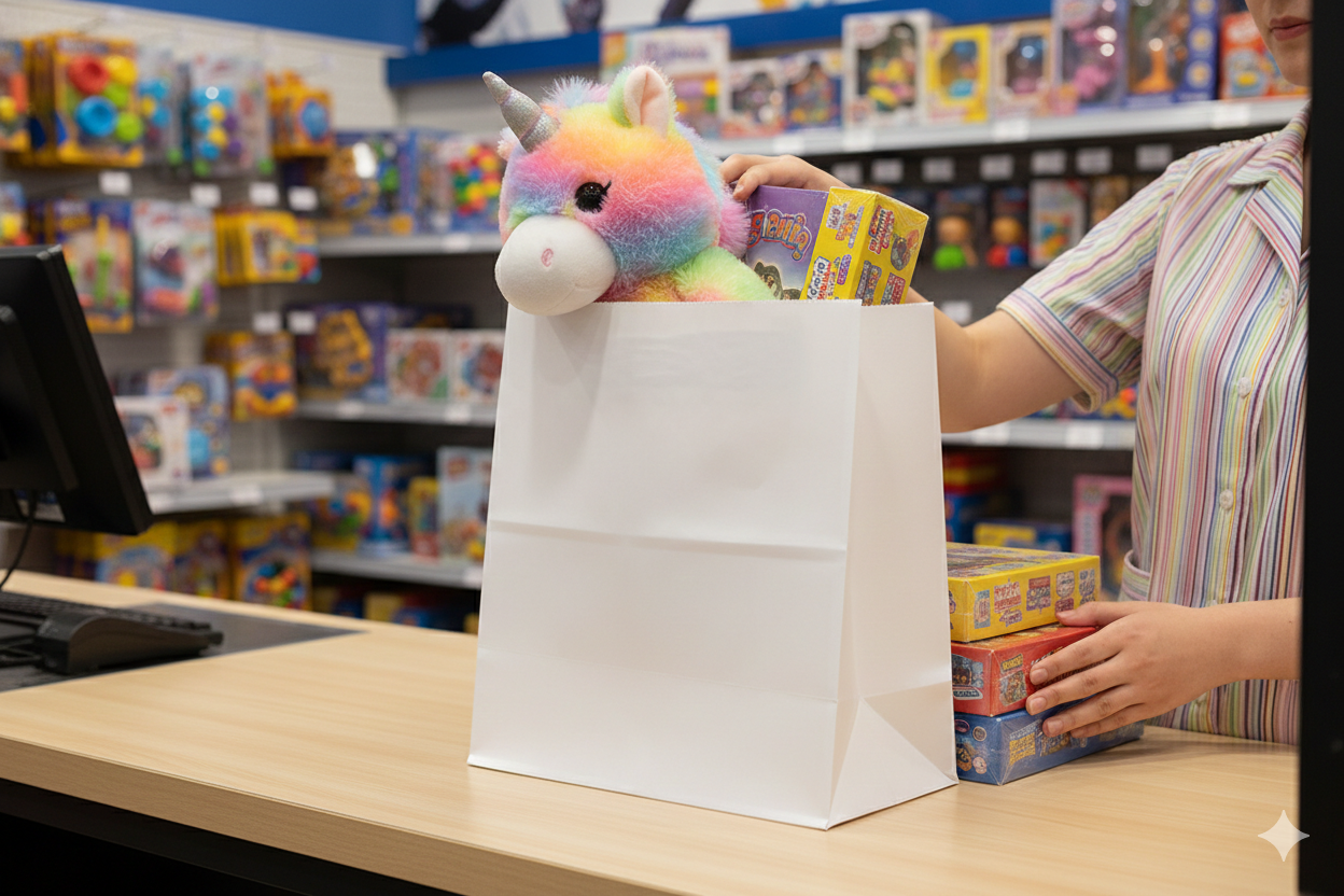 أكياس ورقية بيضاء مربعة القاع بدون مقابض