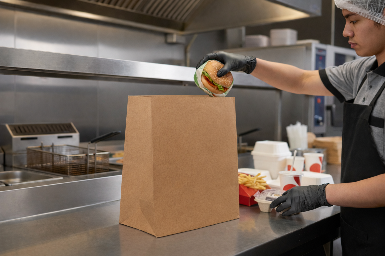 أكياس ورقية بنية مربعة القاع بدون مقابض