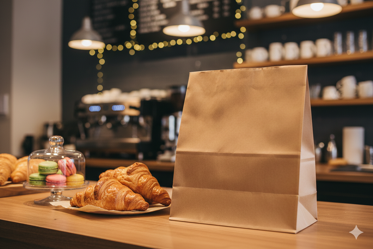 أكياس ورقية بنية مربعة القاع بدون مقابض