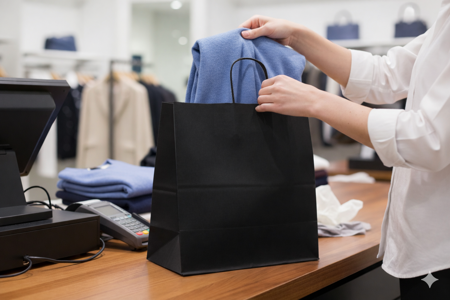 أكياس ورقية سوداء مربعة القاع بمقابض ملتوية