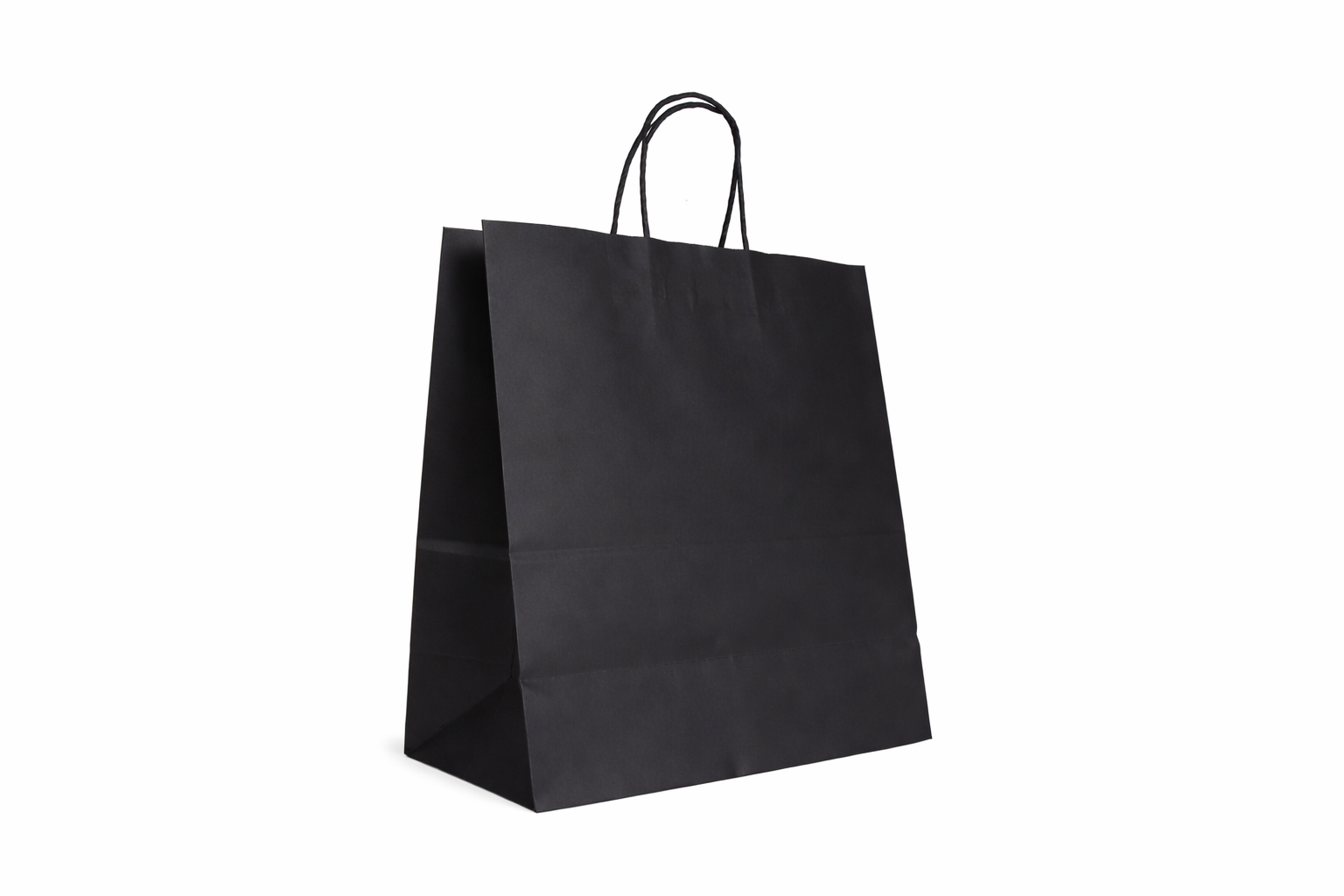 أكياس ورقية سوداء مربعة القاع بمقابض ملتوية