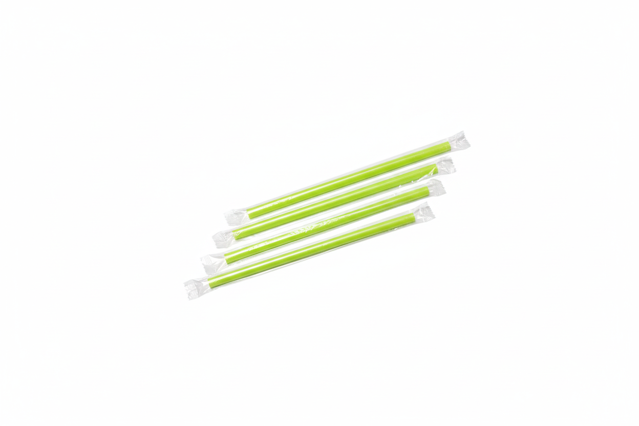 8mm Flex (Plastic) Wrapped Plastic Straws (Green)
مصاص بلاستيكي مغلف (أخضر8 مم)