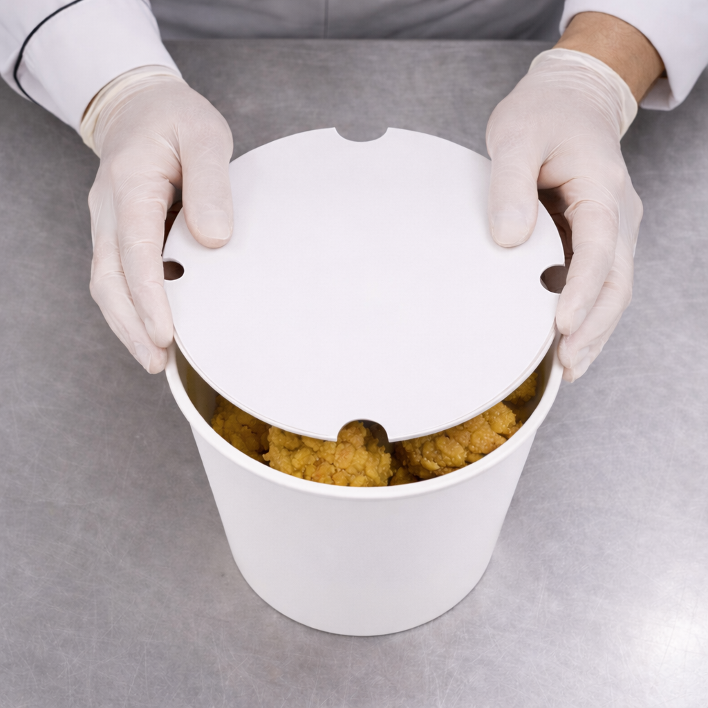 White Chicken Buckets & Paper Lids (85/130/170oz)