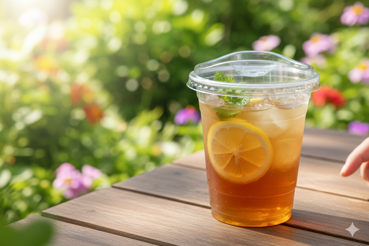 أغطية شفافة بدون شفاط لأكواب بلاستيكية سعة 12/14/16/20/24 أونصة