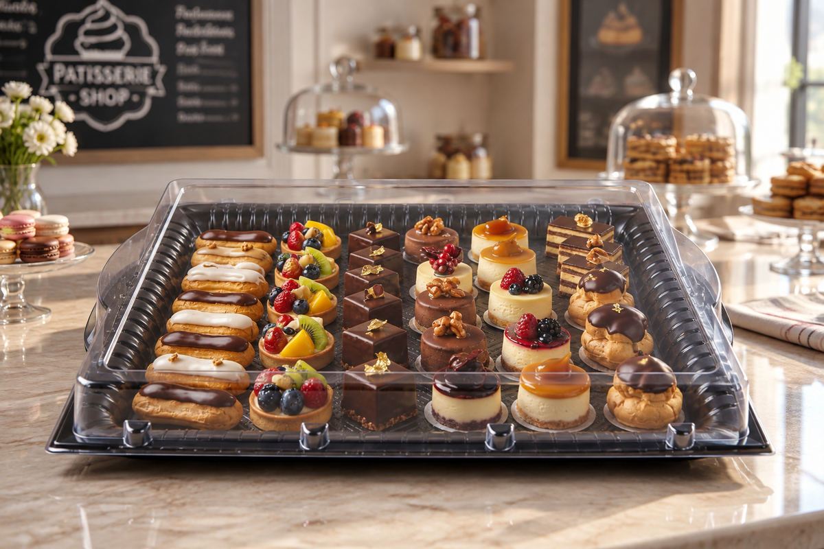 VIP Rectangular Plastic Tray with Clear Lid