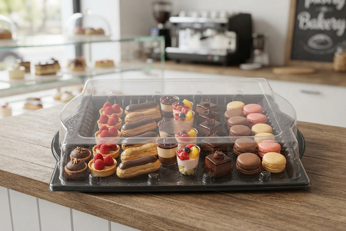 VIP Rectangular Plastic Tray with Clear Lid