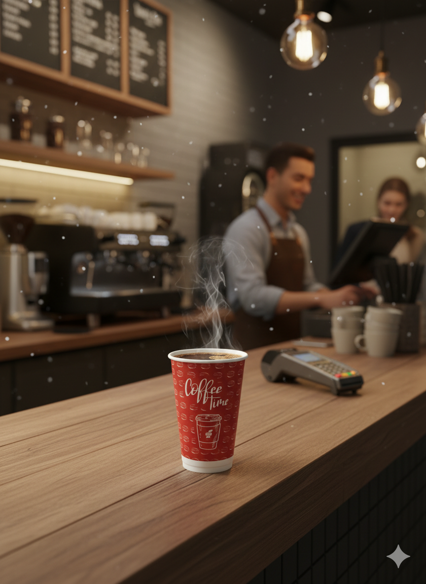 Maroon Generic Design Single Wall Paper Cups 16oz