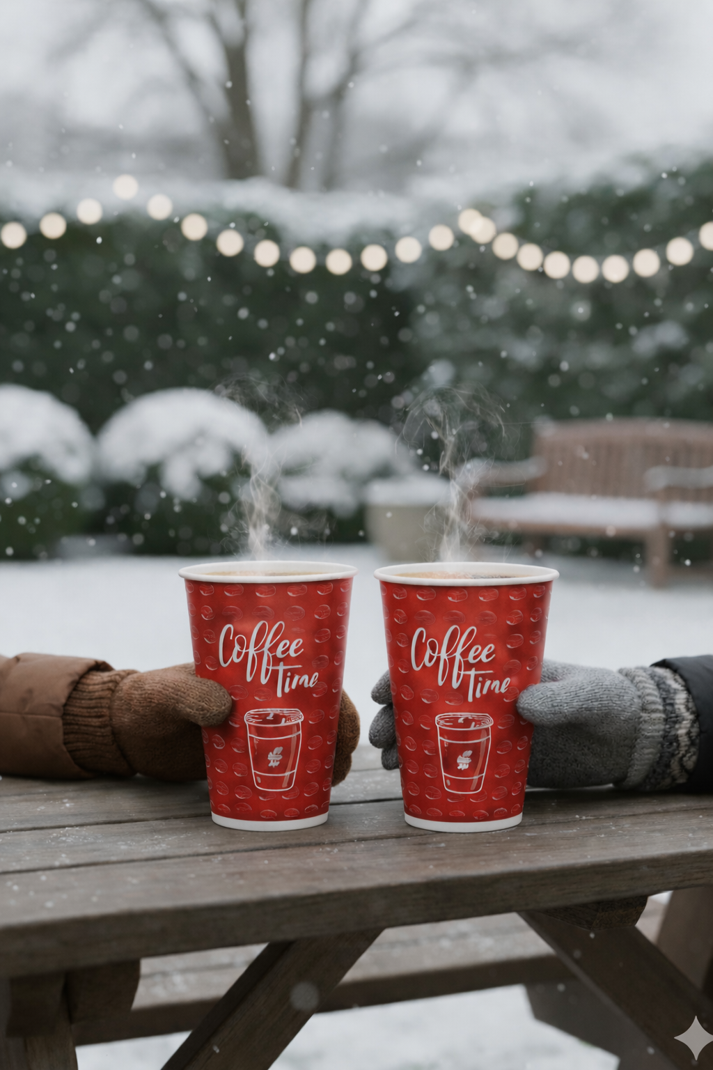 Maroon Generic Design Single Wall Paper Cups 16oz
