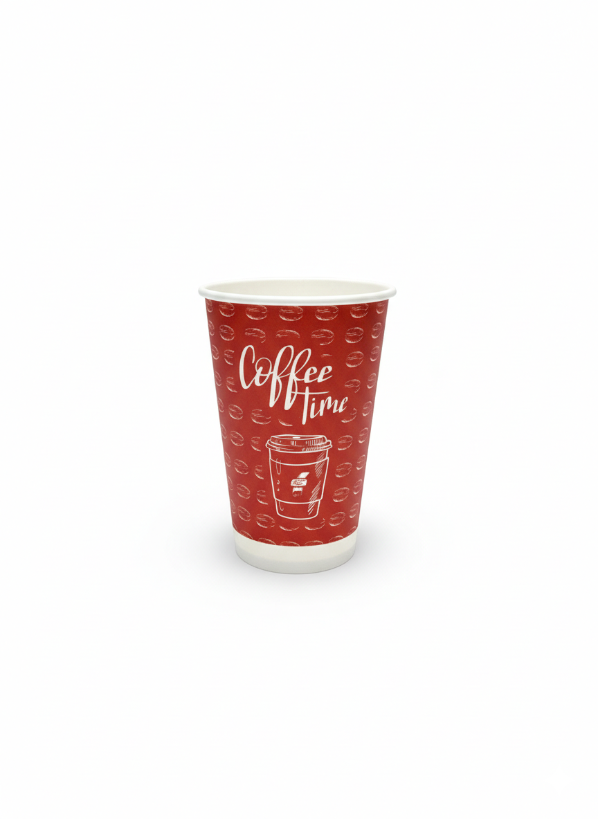 Maroon Generic Design Single Wall Paper Cups 16oz