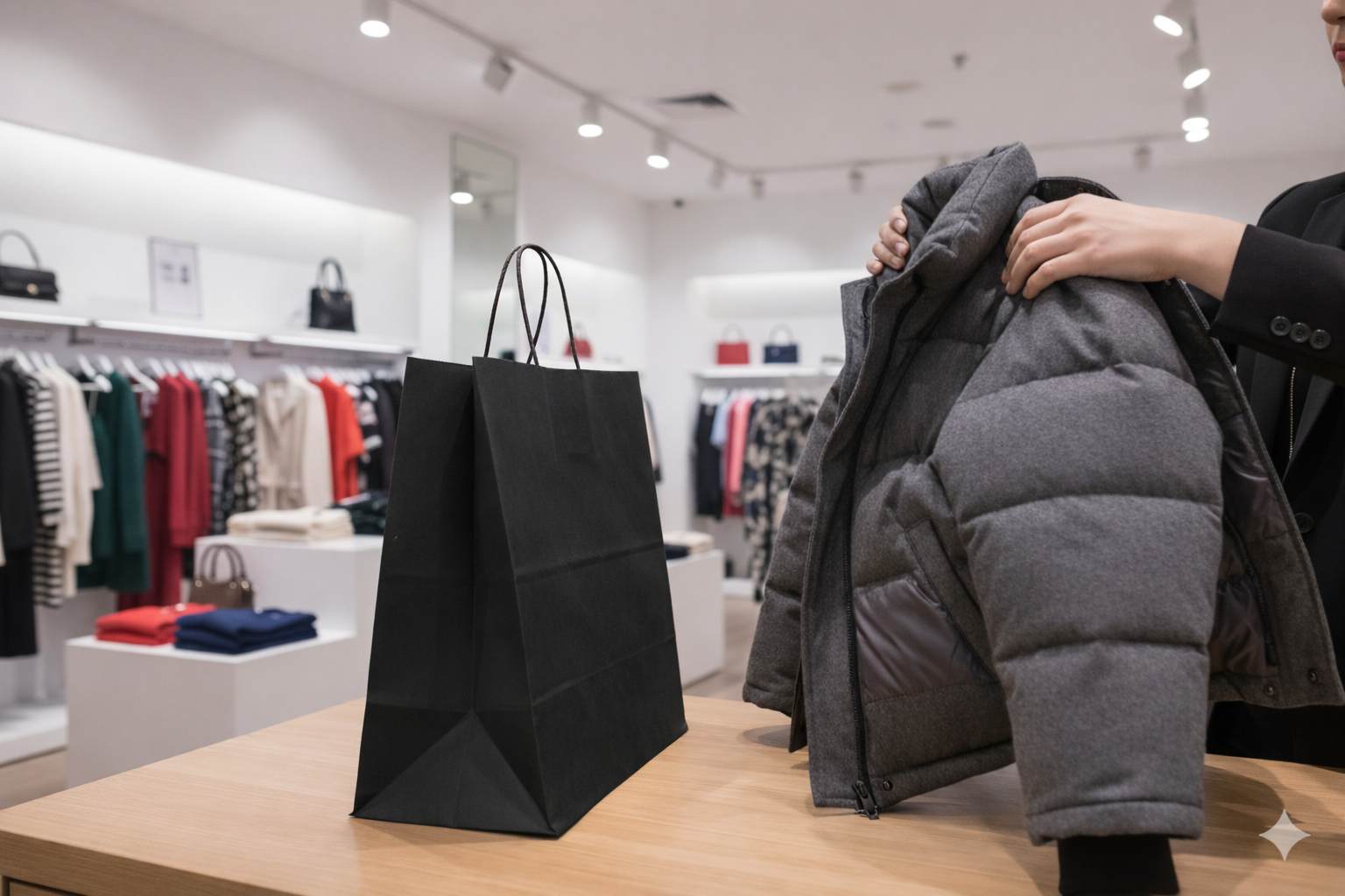 أكياس ورقية سوداء مربعة القاع بمقابض ملتوية