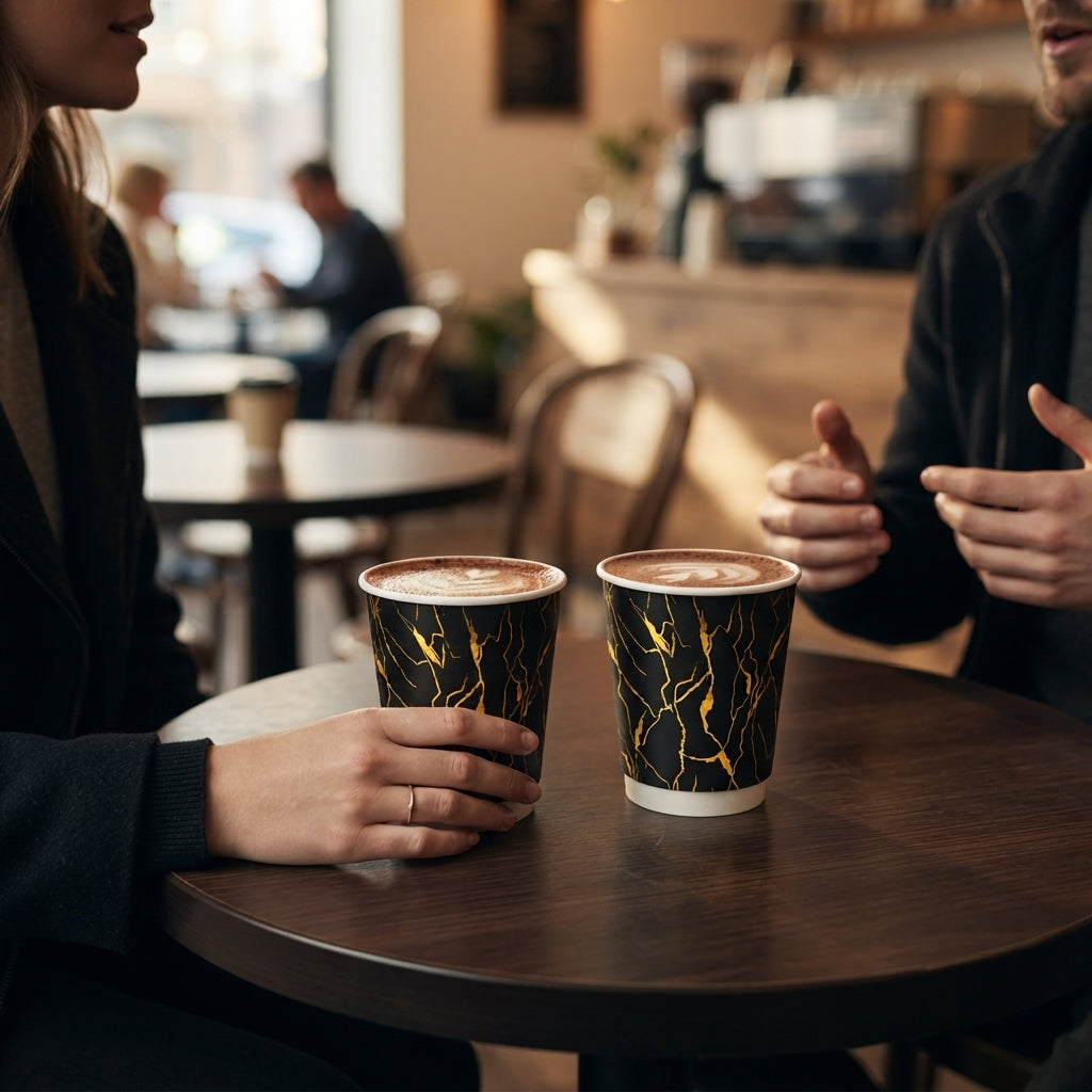 Paper Cups 8 Oz Double Wall with Gold Print